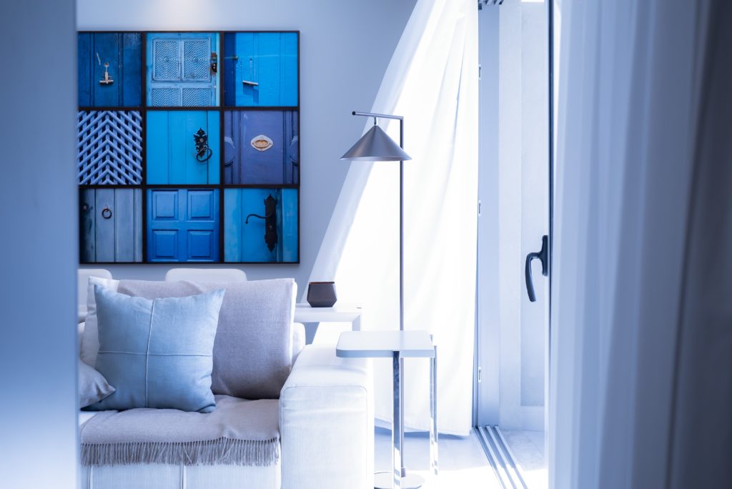 Bright blue interior colors